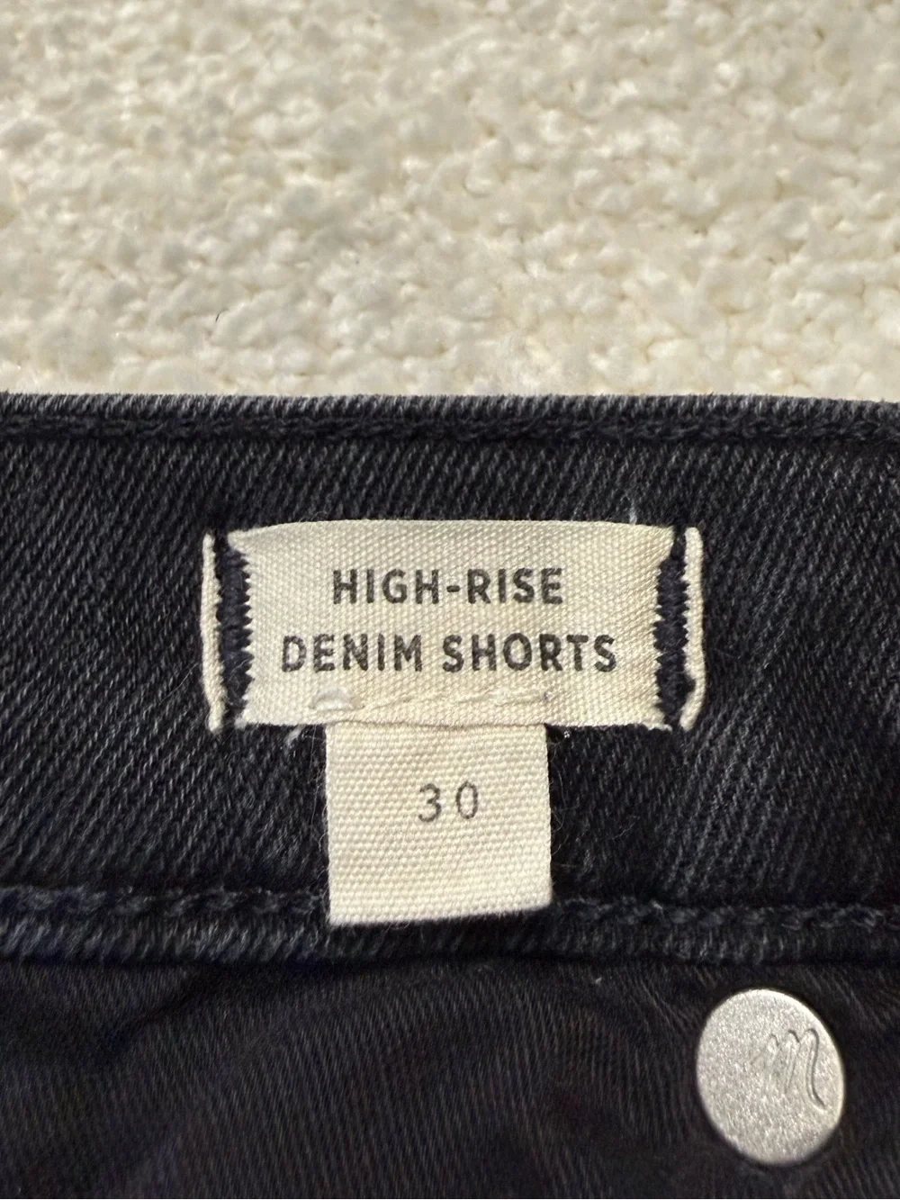 Madewell High Rise Denim Jean Shorts Lunar Wash Comfort Stretch Black Size 30 10